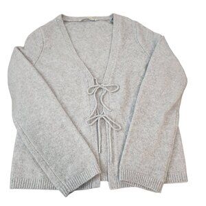 Abercrombie & Fitch Sweater Womens Medium Gray Knit Tie Front Cardigan Pullover
